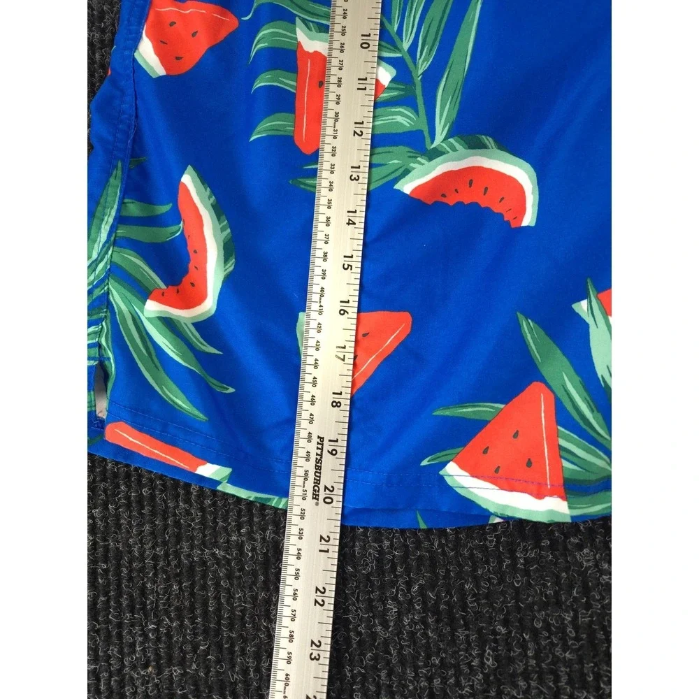 Old Navy Mens Watermelon Palm Leaf Print Swim Trunks Blue Red Size Large